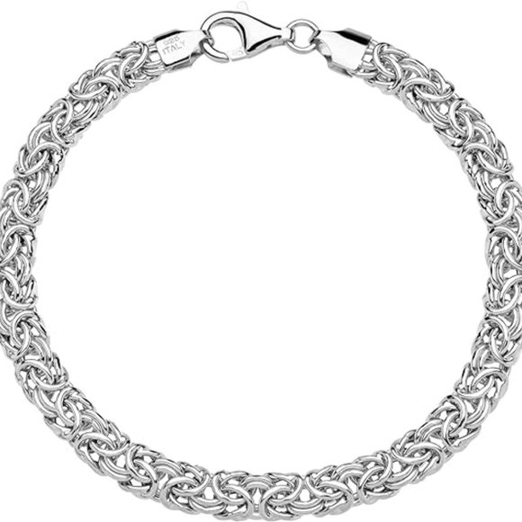 Neiman Marcus Miabella Italian 925 Sterling Silver Byzantine Bracelet - Picture 7 of 7